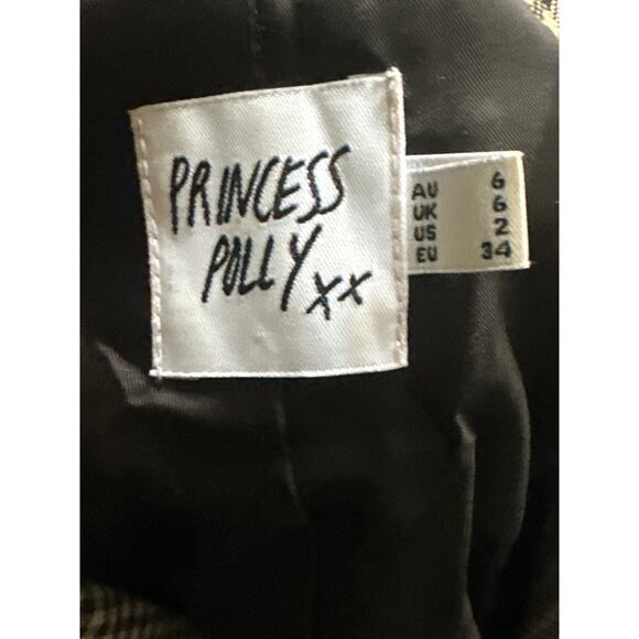 Princess Polly Mrs Nancy Beige Houndstooth Double Breasted Blazer Coat jacket 6 - Picture 3 of 3